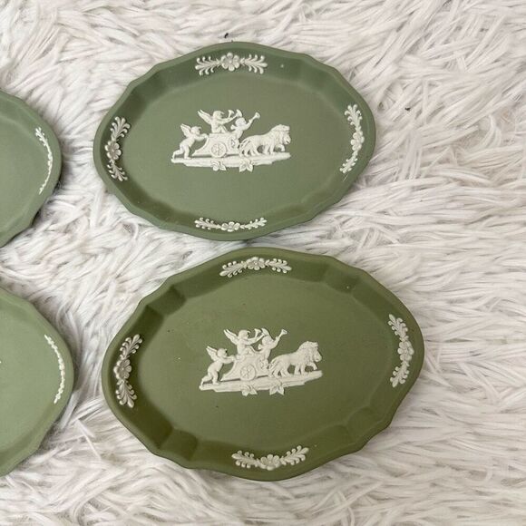 Wedgwood Vintage Jasperware Oval Trinket Dish 4pc   Cherub GreekMythology Motiff - Picture 3 of 7